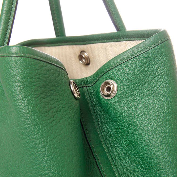 hermes(爱马仕) 绿色皮质手提包garden party 31