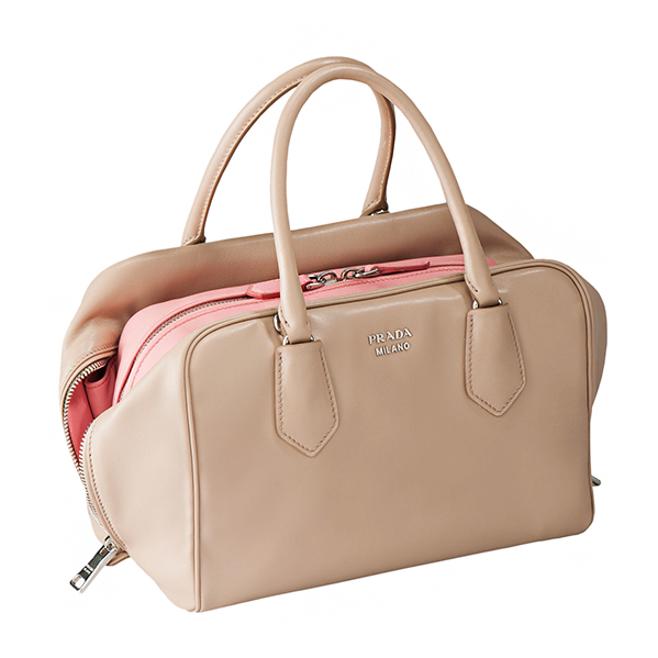 prada/普拉达 女士双色牛皮优雅手提包/单肩包