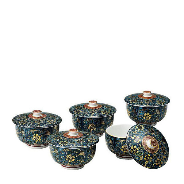 日本kutaniyaki 九谷烧 青粒陶瓷茶杯套装 ktn3-783