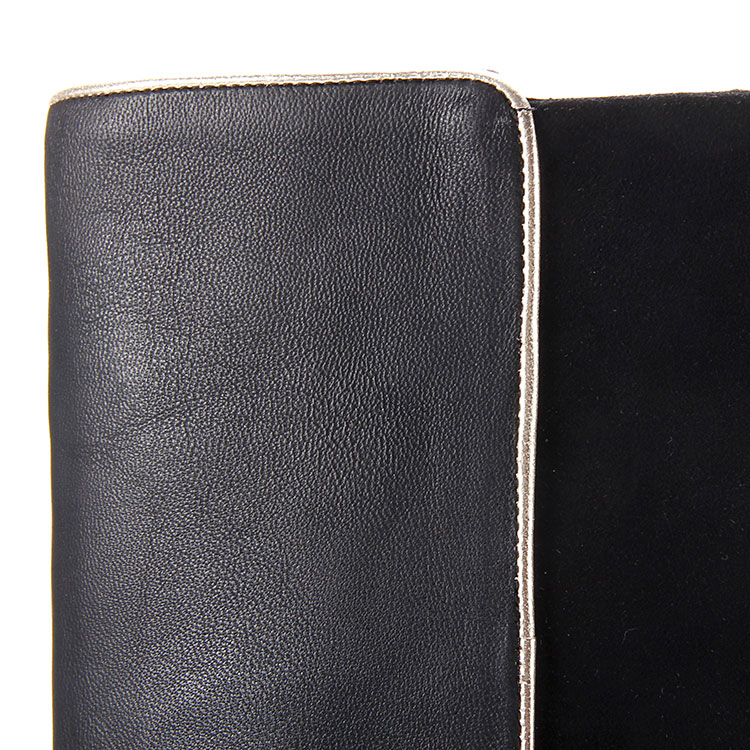 paul&joe sister女士黑镍色拼接单襻带粗跟长筒靴