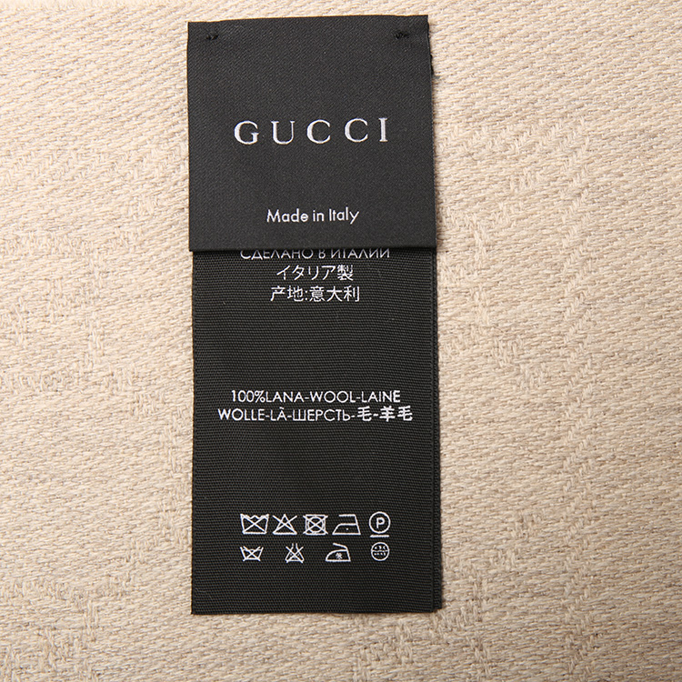 gucci(古驰) 米色大双g logo羊毛围巾48×180