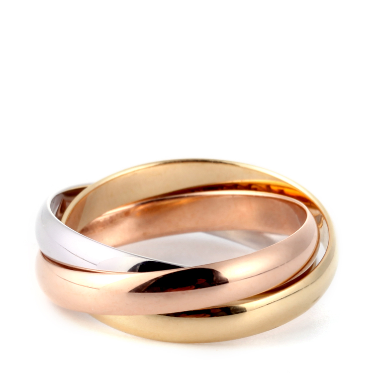 cartier(卡地亚) trinity系列18k三色金三环戒指48