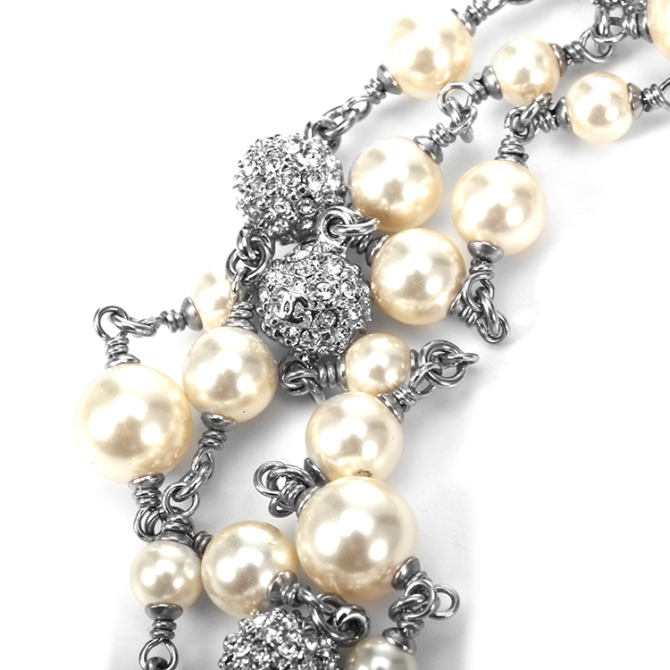 chanel(香奈儿) 银色镶水钻山茶花项链套链