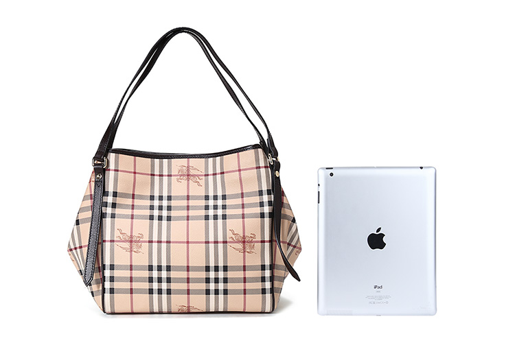 burberry(博柏利) 骑士格纹pvc棕色配皮单肩包