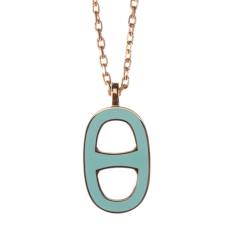 hermes(爱马仕) 绿色珐琅椭圆马蹄扣项链