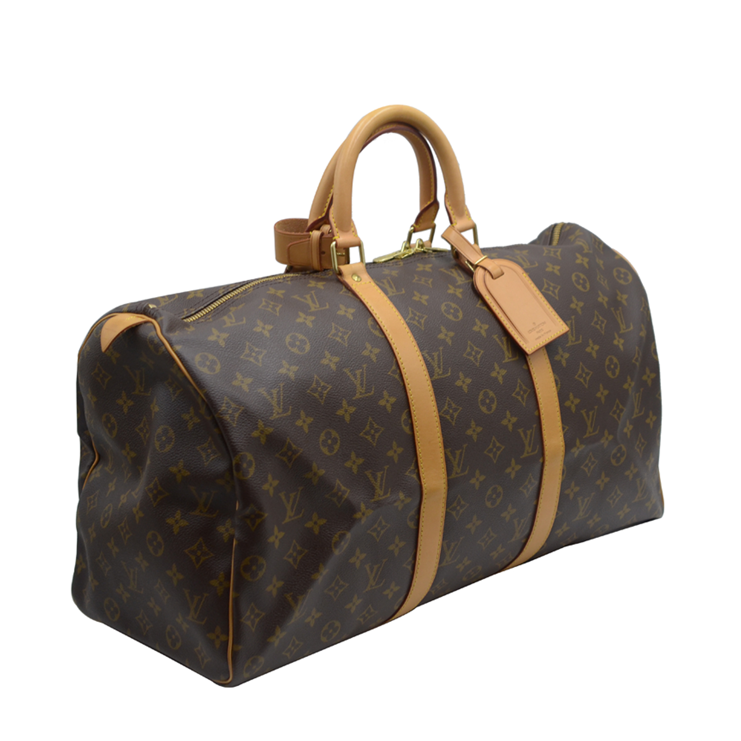 louis vuitton/路易威登 monogram老花keepall 男士/配皮旅行包50
