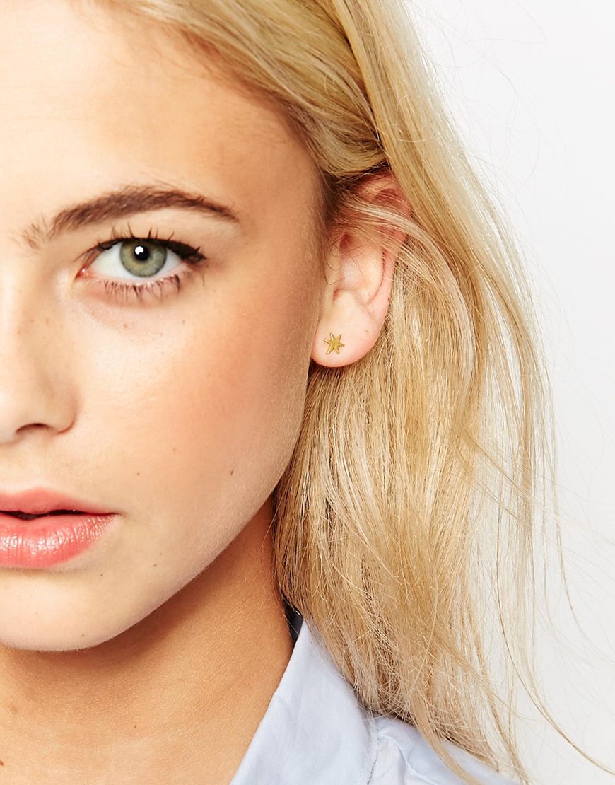 dogeared 小不点系列六角芒星纯银镀金耳饰3sg-gz00-074300