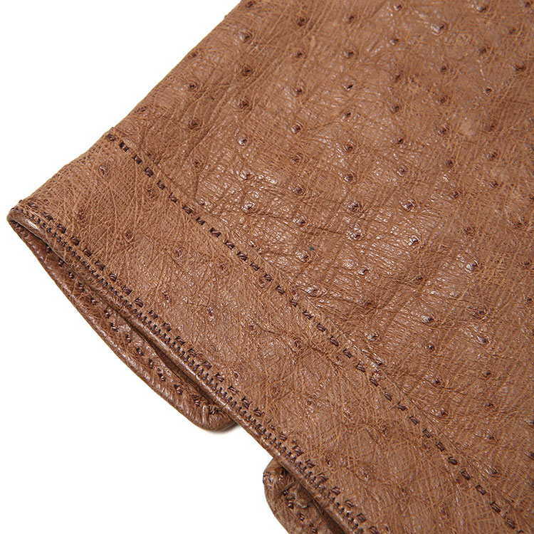 hermes爱马仕棕咖色鸵鸟皮羊皮手套75