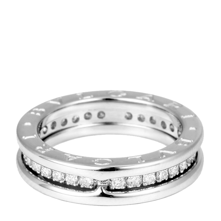 【bvlgari宝格丽 戒指/指环】bvlgari(宝格丽) 18k白金单环镶钻戒指6.