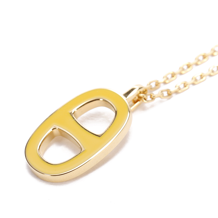 hermes(爱马仕) 黄色珐琅椭圆马蹄扣项链