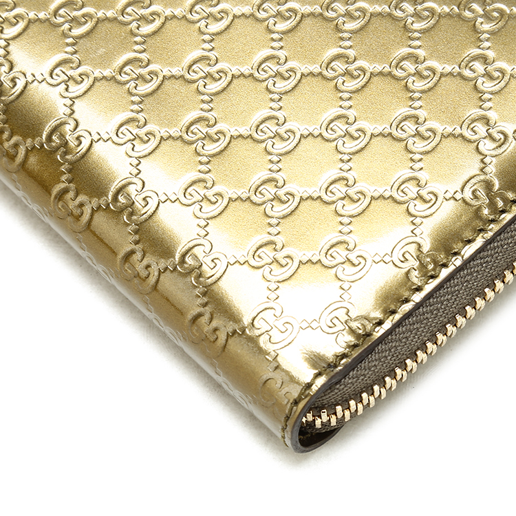 gucci(古驰) ssima系列香槟绿漆皮长款拉链钱夹 ch