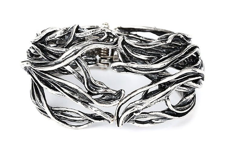 giovanni raspini(giovanni raspini) #银灰色纯银草叶镂空手镯