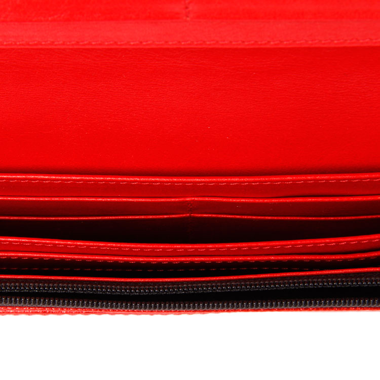 burberry(博柏利) 荧光红色皮质长款按扣钱夹