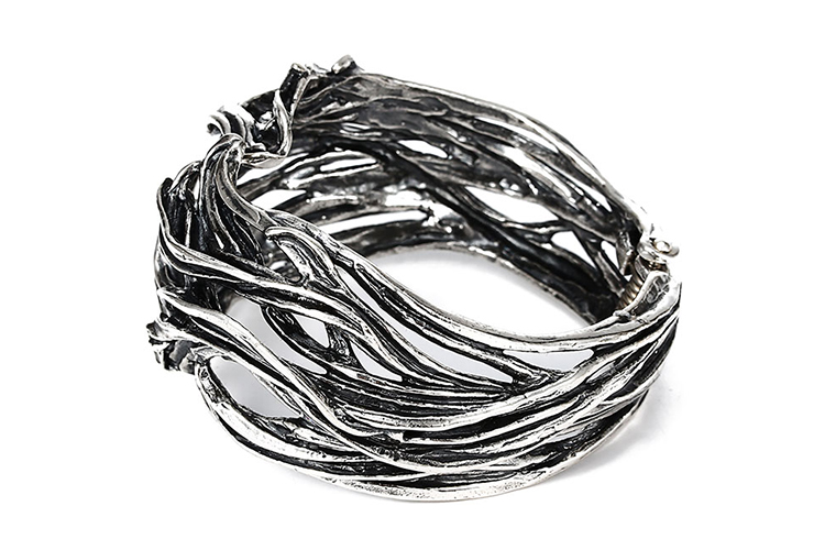 giovanni raspini(giovanni raspini) #银灰色纯银草叶镂空手镯