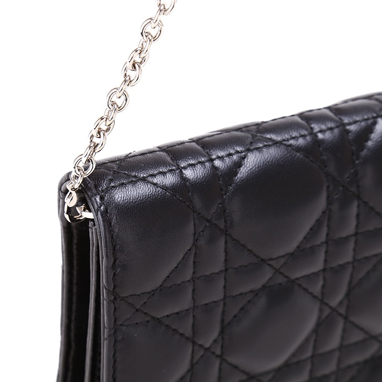 dior(迪奥) 黑色皮质链条手拿包