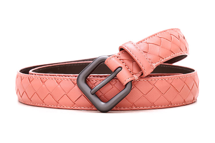 bottega veneta(葆蝶家) 橘粉色皮质编织腰带 85