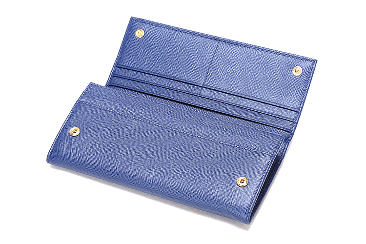 【prada普拉达 钱包】prada(普拉达) 蓝色皮质长款按扣钱夹【正品