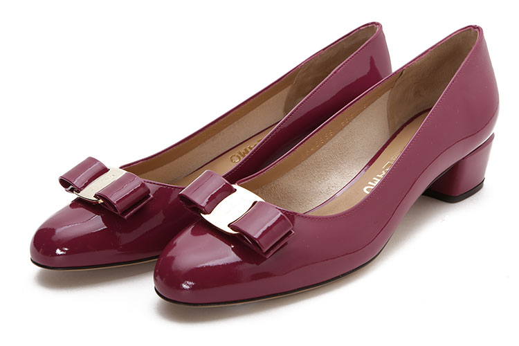 salvatore ferragamo(菲拉格慕) #紫红色女士经典款皮质中跟鞋 9c
