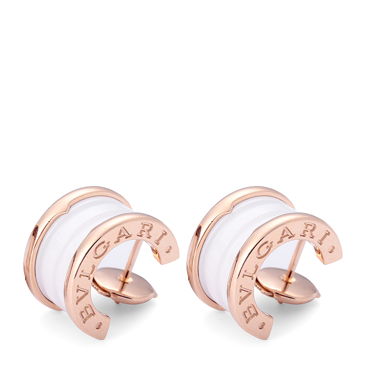 bvlgari(宝格丽) b.zero1系列18k玫瑰金白陶瓷耳饰