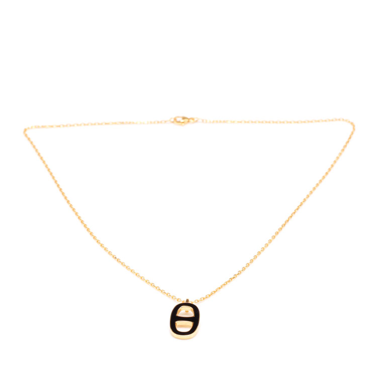 hermes(爱马仕)黑色珐琅椭圆马蹄扣项链
