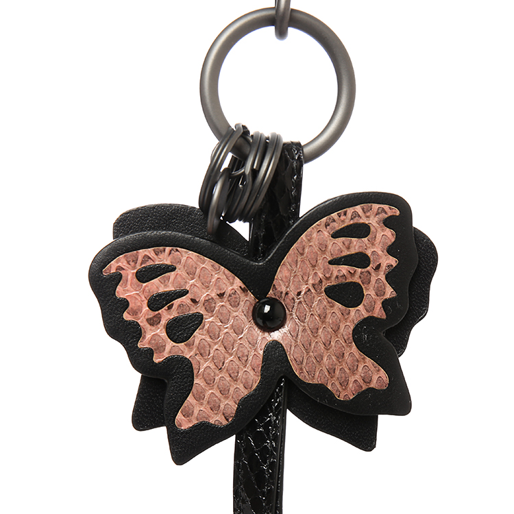 bottega veneta(葆蝶家) 黑色皮质蝴蝶吊饰钥匙扣