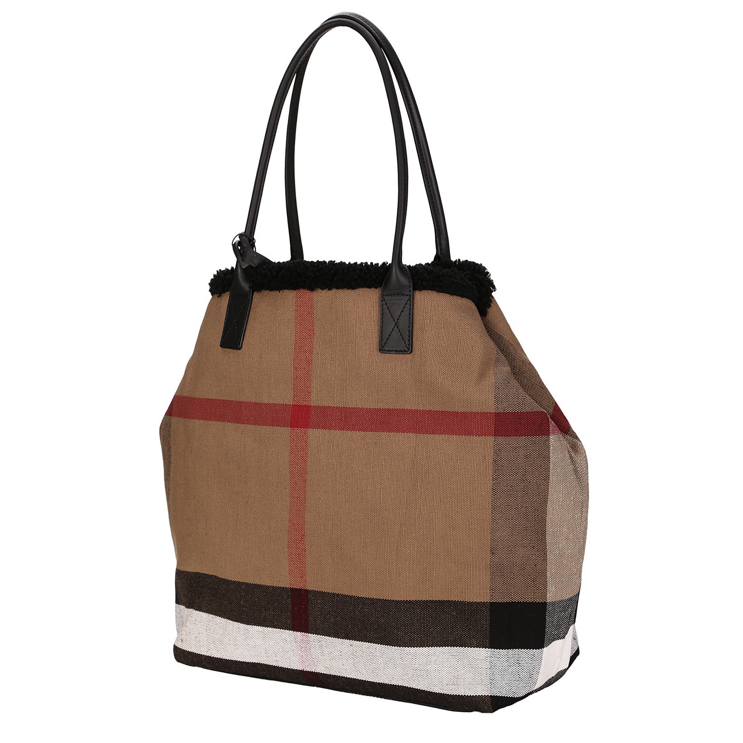 burberry/博柏利毛皮衬里格纹手提包 3962088