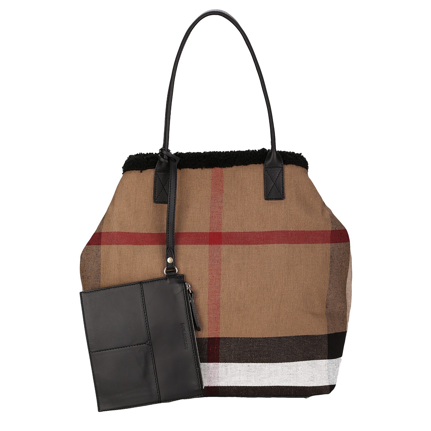 burberry/博柏利毛皮衬里格纹手提包 3962088