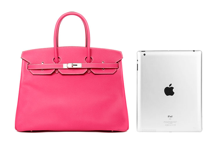 hermes(爱马仕) e5糖果粉皮质银扣手提包birkin35