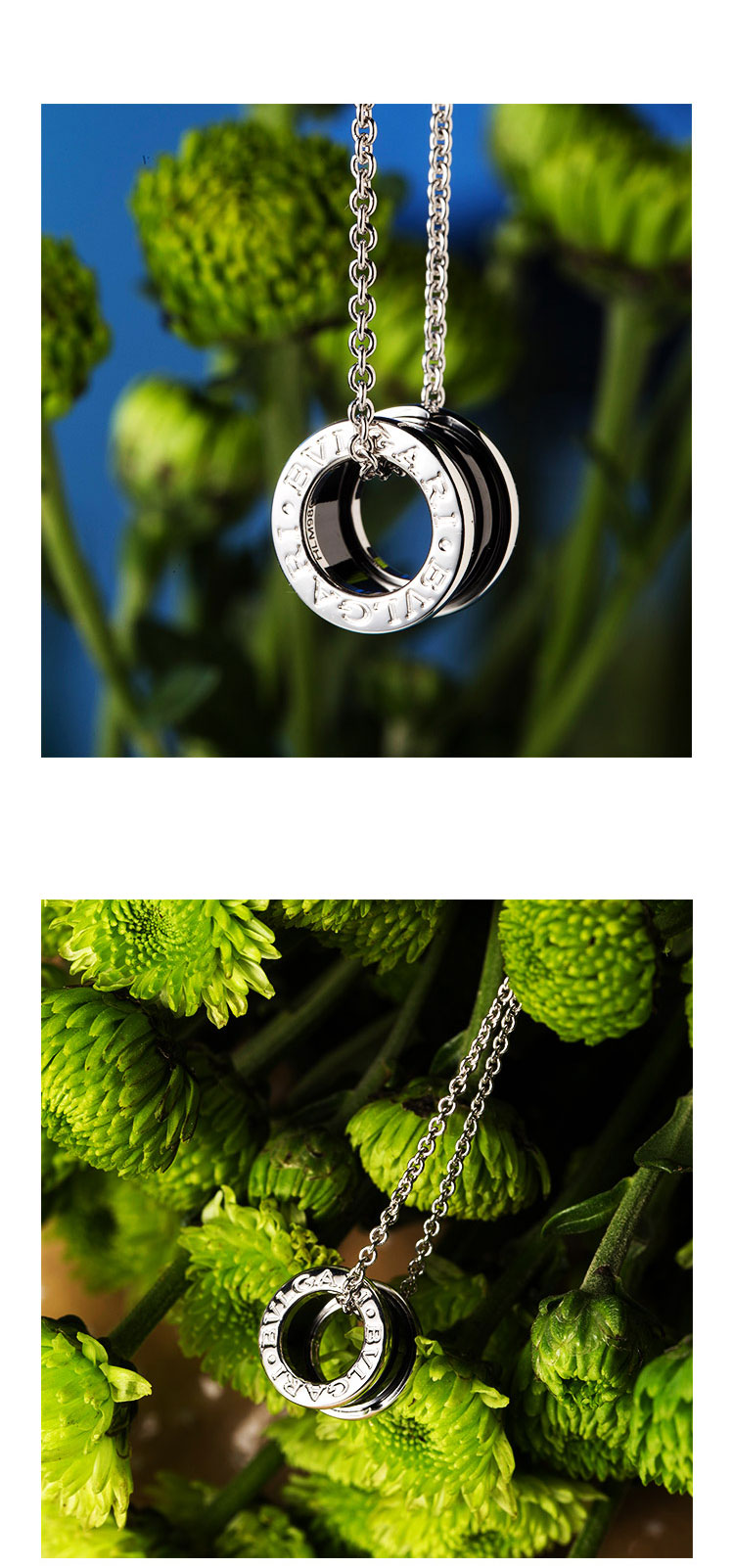 bvlgari/宝格丽 b.zero1系列银链黑色慈善项链挂坠