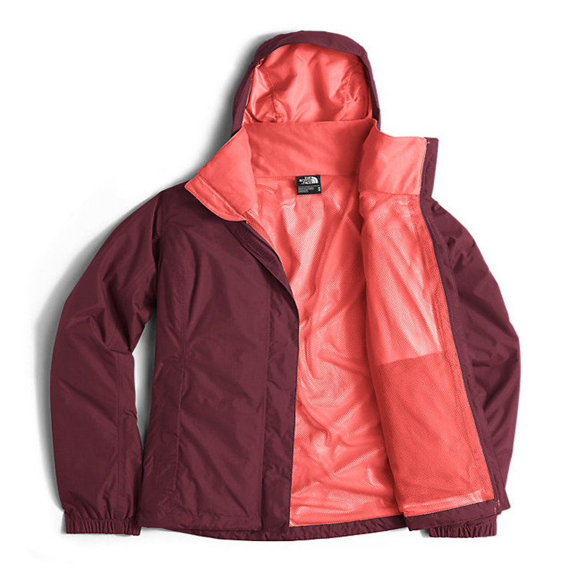 the north face/北面 女士防风防水resolve 冲锋衣 deep garnet red