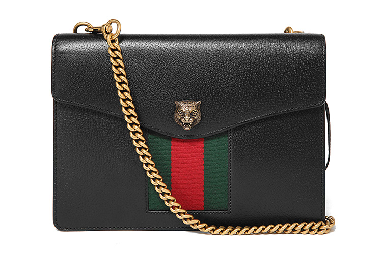 gucci(古驰) 黑色皮质虎头装饰两用包