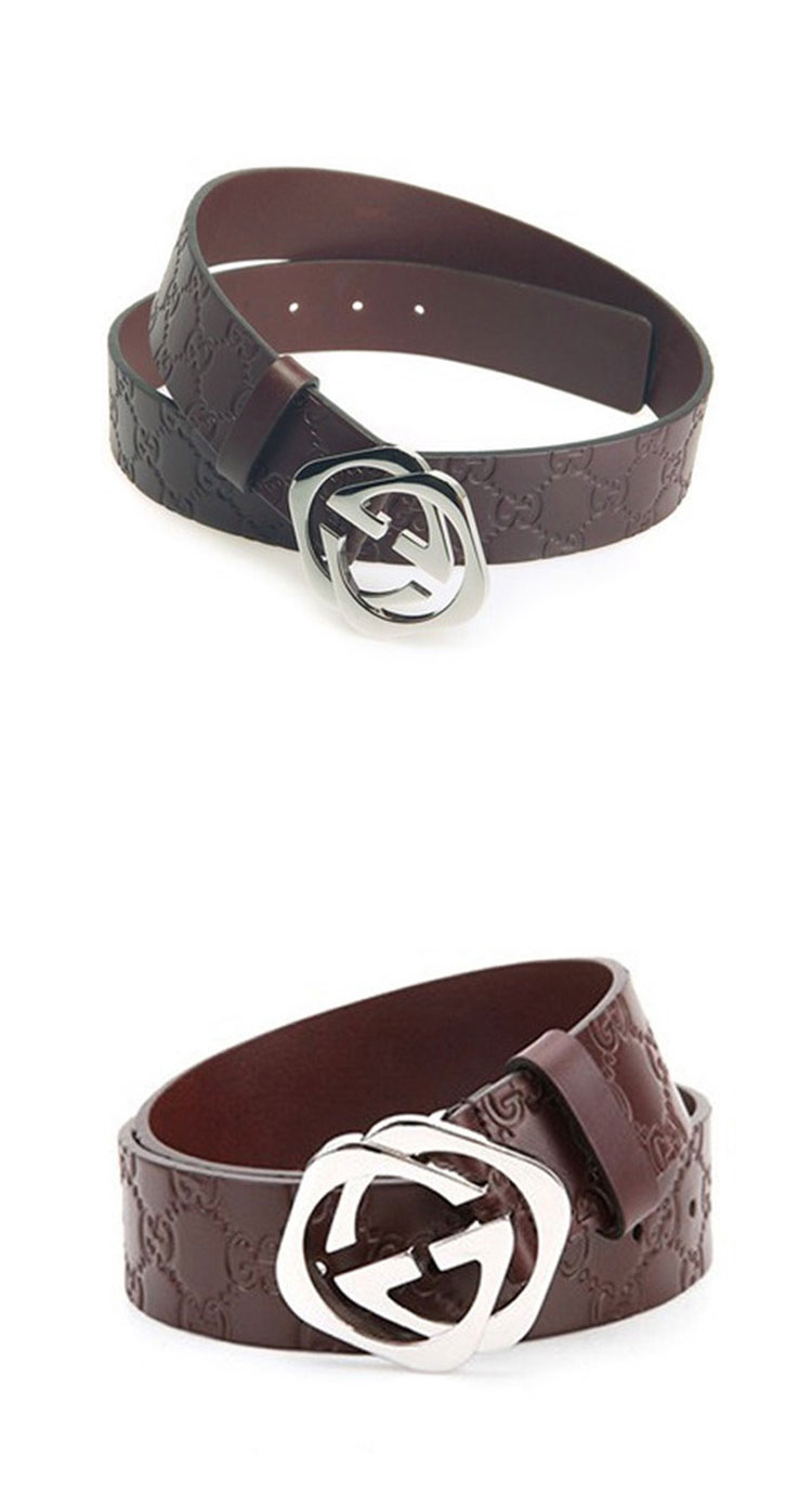 gucci/古驰 牛皮男式双g复古logo扣腰带