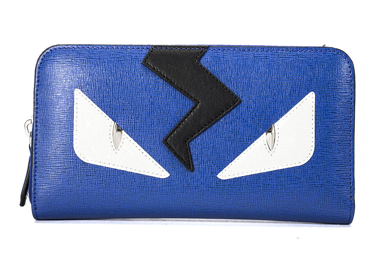 fendi(芬迪) #宝蓝色皮质闪电小怪兽长款拉链钱夹