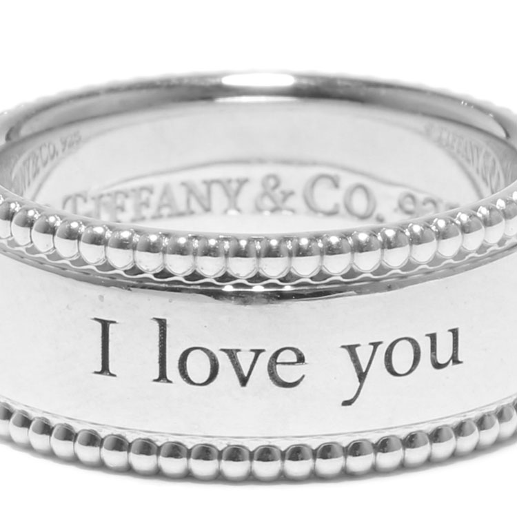 tiffany & co.(蒂芙尼) 925银光面logo刻字戒指50#ch
