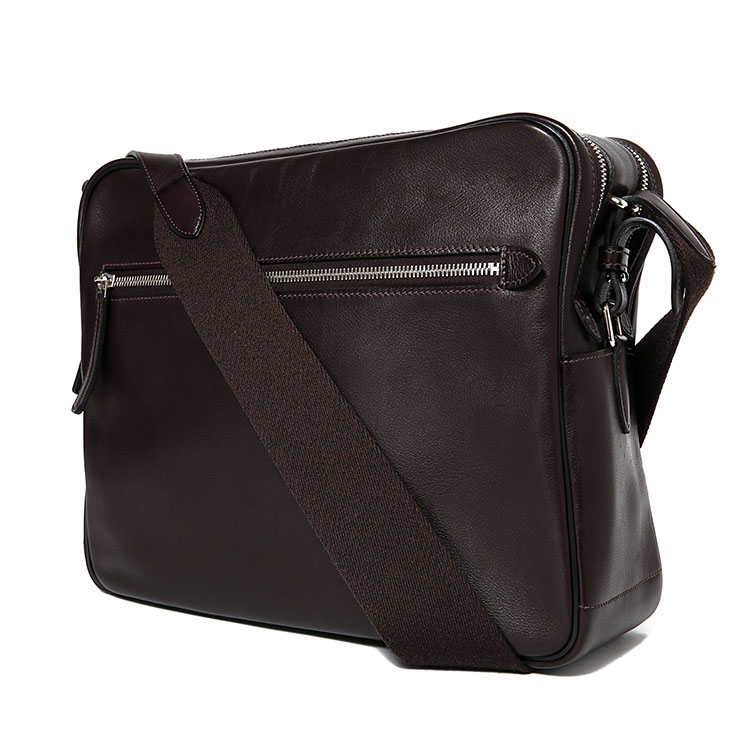 hermes(爱马仕) 棕色皮质斜挎包