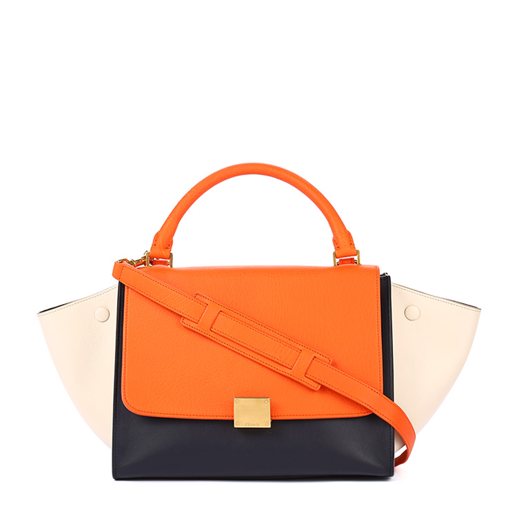 celine(赛琳) 橘色/藏蓝色/米色皮质秋千包