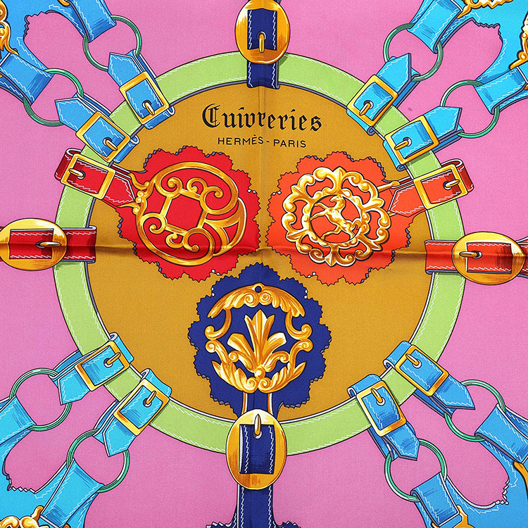 hermes(爱马仕) 白色边皮埃尔元素印花丝巾