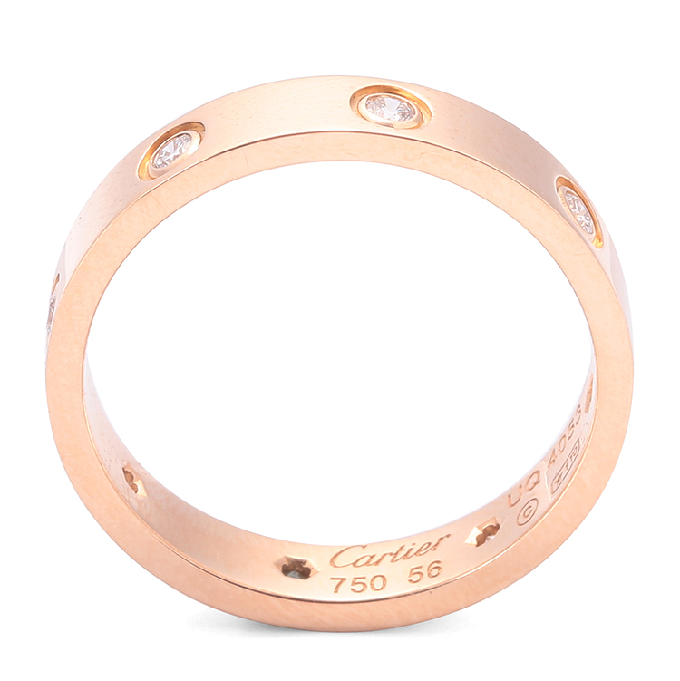 cartier(卡地亚) love系列18k玫瑰金8钻戒指56