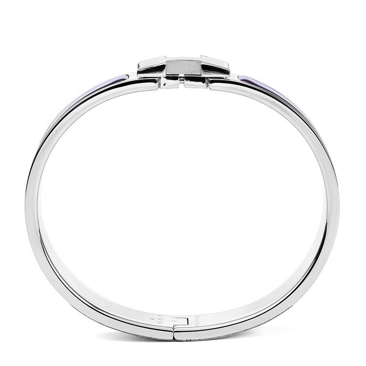 hermes(爱马仕) 紫色珐琅银色h扣窄版手镯