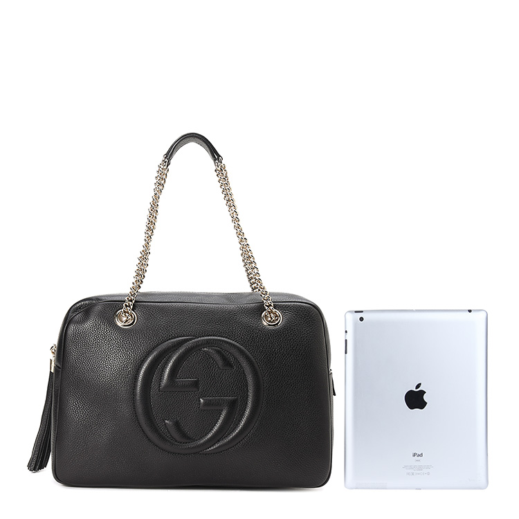 gucci(古驰) #黑色皮质大号手提包