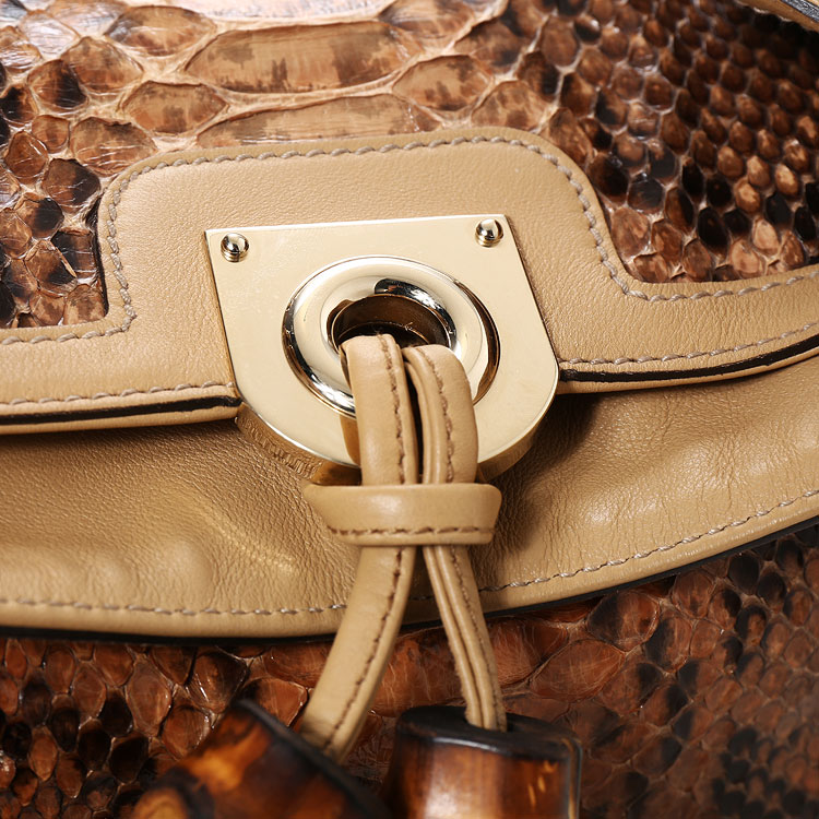 gucci(古驰) #棕色蟒蛇皮女士手提包
