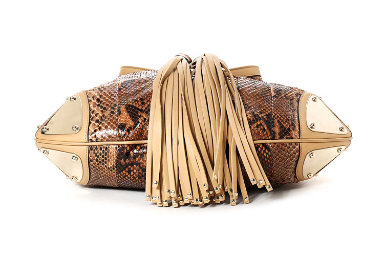 gucci(古驰) #棕色蟒蛇皮女士手提包