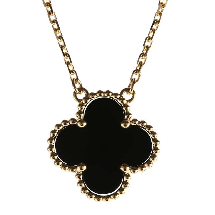 cleef & arpels(梵克雅宝) #alhambra系列黑色缟玛瑙18k玫瑰金四叶草