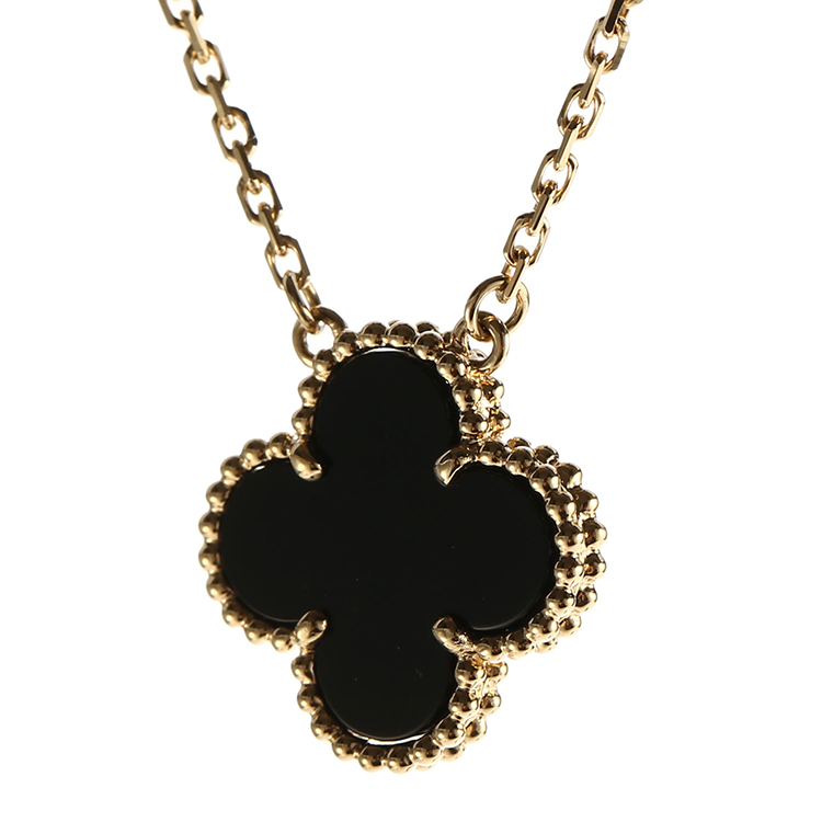 cleef & arpels(梵克雅宝) #alhambra系列黑色缟玛瑙18k玫瑰金四叶草