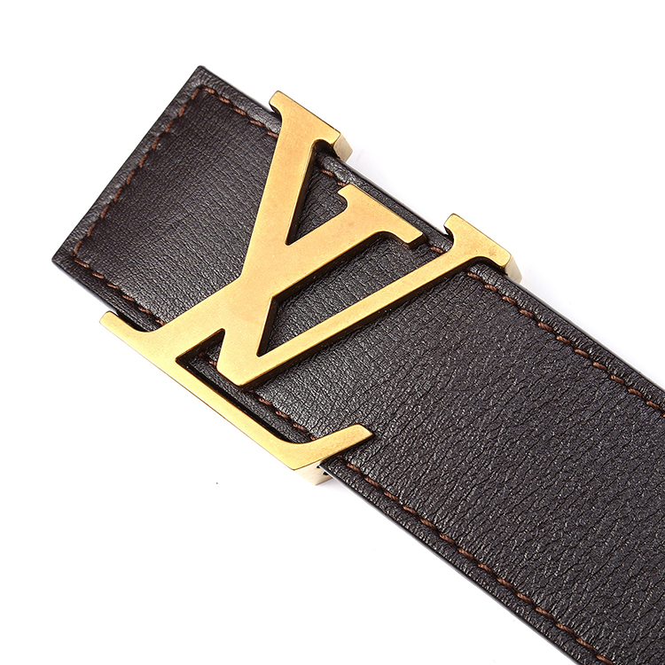 vuitton(路易威登) 棕色皮质复古lv logo扣腰带 95#【正品 价格 图片