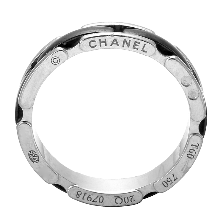 chanel(香奈儿) 18k白金黑陶瓷戒指 60