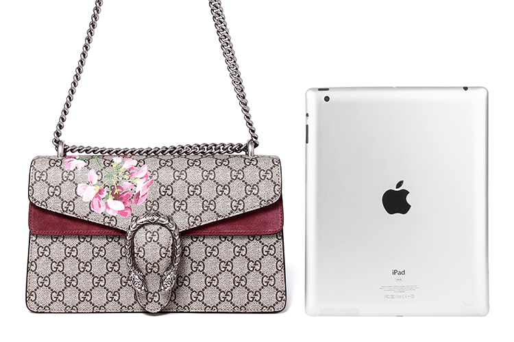 gucci(古驰) 经典款女士卡其色pvc粉色天竺葵中号酒神单肩包