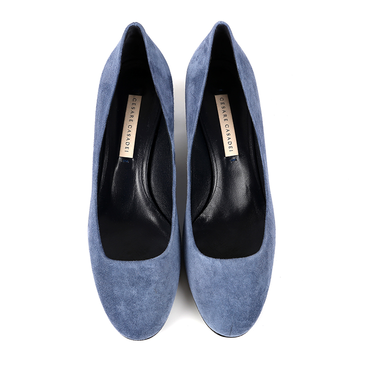 cesare casadei/cesare casadei蓝色羊皮革套脚女士低/中跟鞋