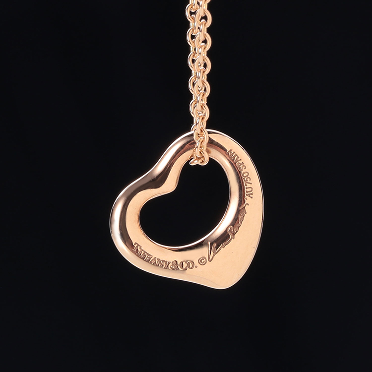 (蒂芙尼) #elsa peretti系列 open heart 18k玫瑰金小号心形吊坠项链