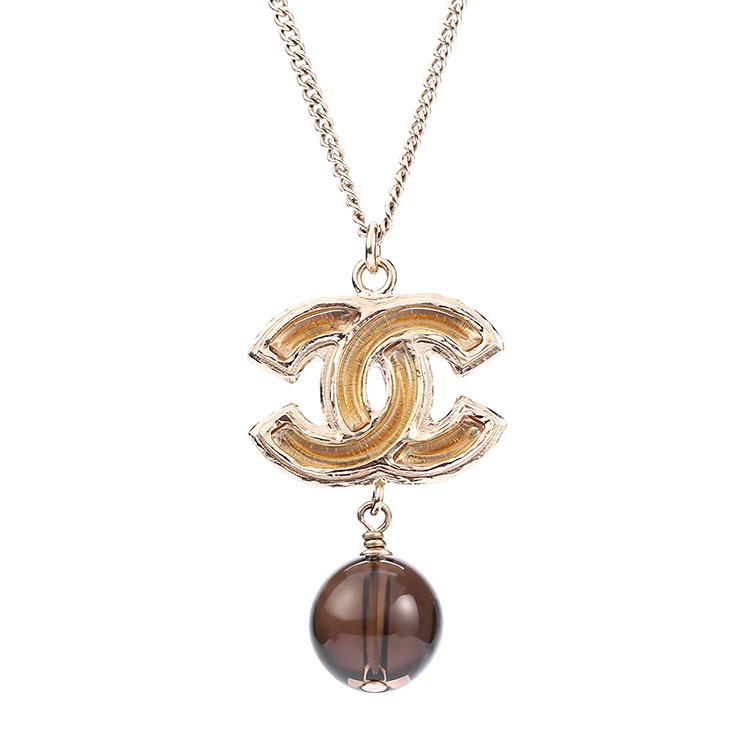 chanel(香奈儿) 浅金色双c琉璃珠吊坠项链